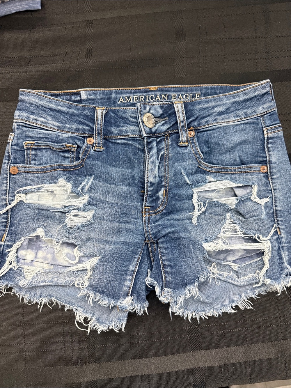 American Eagle Outfitters Blue Distressed Denim Cutoff Shorts